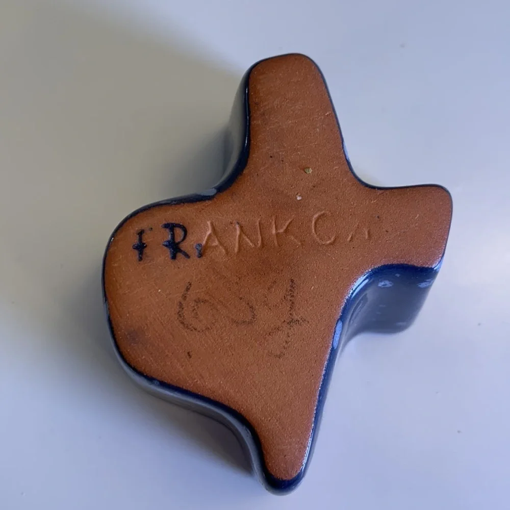 Frankoma Pottery Blue Speckle Texas Shaped Trinket Dish-Rare!
